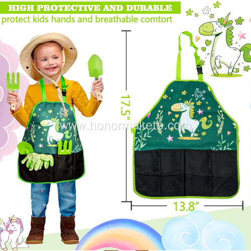 Isunpro Children Gardening Set Kid's Gardening Gift Apron Kettle for Kids Fishing Net Child Outdoor Gardening Set